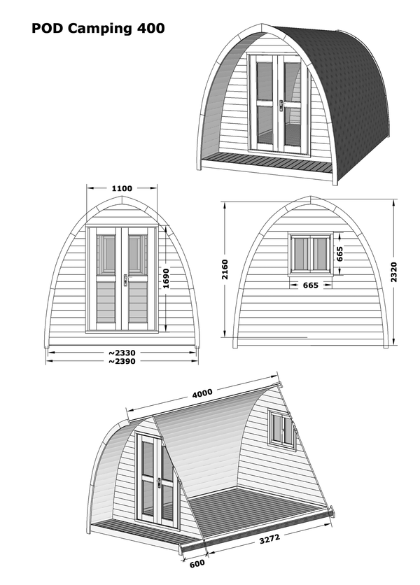 Camping Pod 400 | 4.0 x 2.4m - Northern Log Cabins