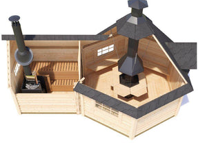 FILIP BBQ Grill Cabin + Sauna | 13m2 - Northern Log Cabins