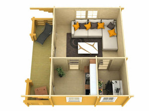 MONVISO 6.0x4.5m Log Cabin - Lodge Log Cabin - Northern Log Cabins