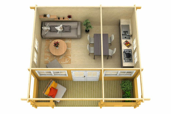 RICHARD 5.8x5.4m Log Cabin - - Northern Log Cabins