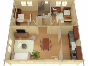 TIPO 7.4x7.4m Log Cabin - Lodge Log Cabin - Northern Log Cabins