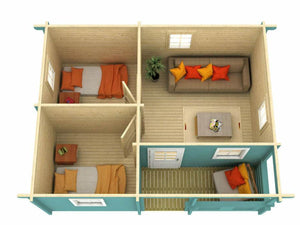 VERONA 6.0x4.7m Log Cabin - Lodge Log Cabin - Northern Log Cabins