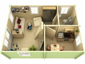 GOTLAND-F 4.4x6.0m Log Cabin - Northern Log Cabins