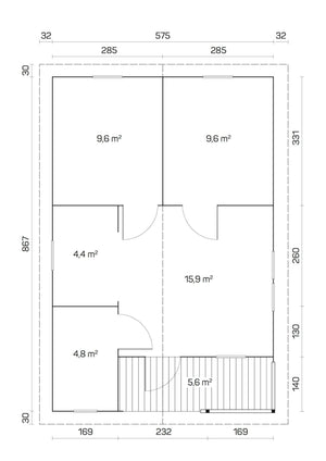 ALMERIA B 6.0x8.9m Log Cabin - Northern Log Cabins