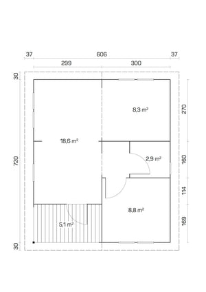 ARLANZON A 6.3x7.4m Log Cabin - Northern Log Cabins