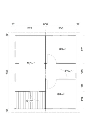 ARLANZON B 6.3x7.4m Log Cabin - Northern Log Cabins