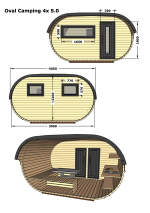 Camping Oval Grande | 4.0 x 5.0m - Northern Log Cabins