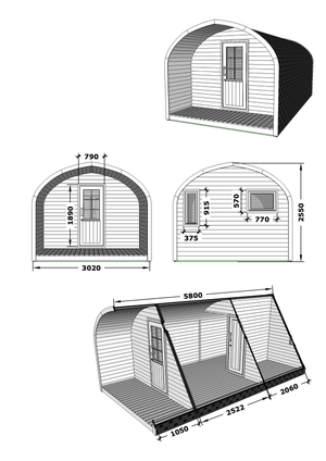 Camping Pod Suite | 5.8 x 2.4m - Northern Log Cabins