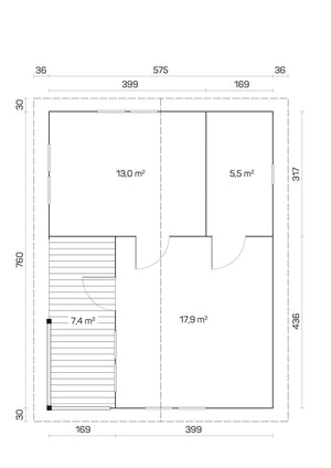 FALUN C 7.8x6.0m Log Cabin - Northern Log Cabins