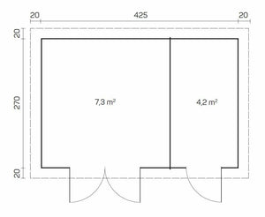 GLORIA-H 4.5x2.9m Log Cabin - Northern Log Cabins