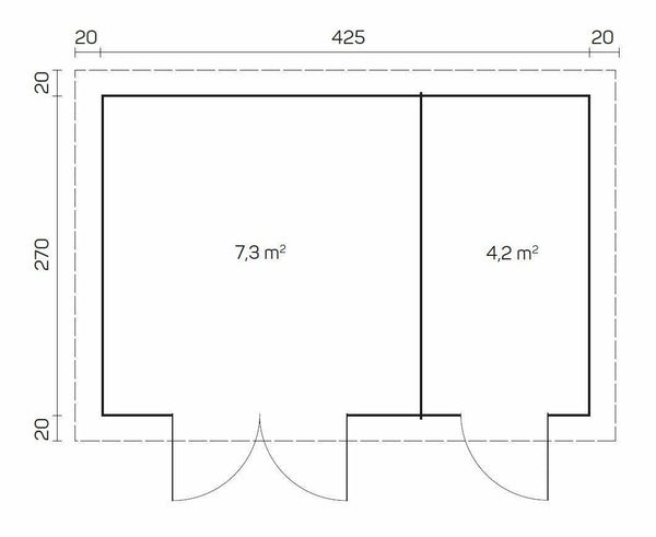 GLORIA-H 4.5x2.9m Log Cabin