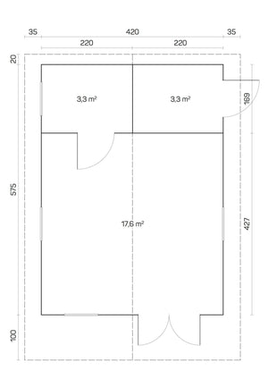 GOTLAND-B 4.4x6.0m Log Cabin - Northern Log Cabins