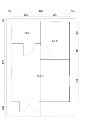 GOTLAND-D 4.4x6.0m Log Cabin - Northern Log Cabins