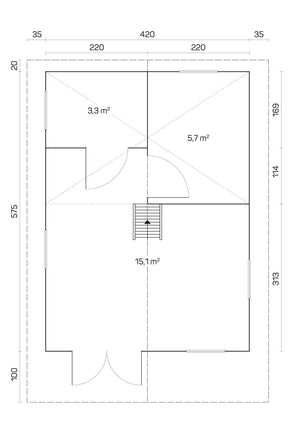 GOTLAND-F 4.4x6.0m Log Cabin - Northern Log Cabins