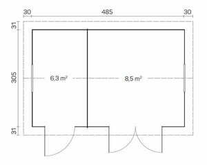 KARMEN 3.3x5.1m Log Cabin - Northern Log Cabins
