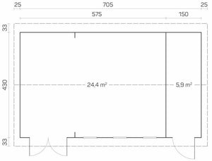 LEON-B 7.3x4.5m Log Cabin - - Northern Log Cabins