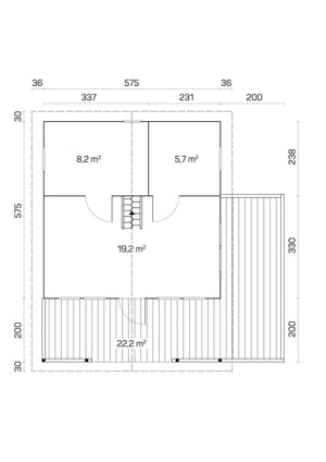 MANTOVA 6.0x6.0m Log Cabin - - Northern Log Cabins
