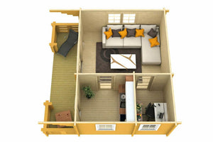 MONVISO 6.0x4.5m Log Cabin - Lodge Log Cabin - Northern Log Cabins