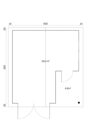 GARAGE OULU 5.2x5.7m Log Cabin - Northern Log Cabins
