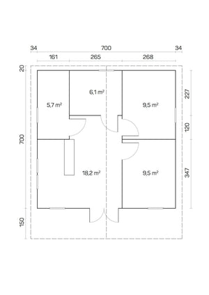 PALMA 7.2x7.2m Log Cabin - Lodge Log Cabin - Northern Log Cabins