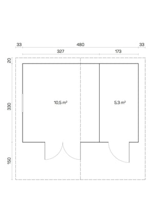 PEDRO-D 5.0x3.5m Log Cabin - - Northern Log Cabins