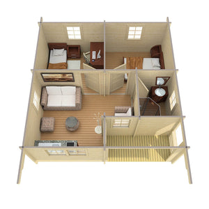 REUS 6.0x6.0m Log Cabin - Lodge Log Cabin - Northern Log Cabins