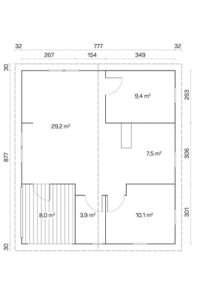 RIGA 8.0x9.0m Log Cabin - Lodge Log Cabin - Northern Log Cabins