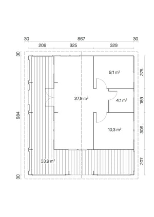 RIOPAS 10.0x8.9m Log Cabin - Lodge Log Cabin - Northern Log Cabins