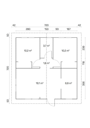 TIPO 7.4x7.4m Log Cabin - Lodge Log Cabin - Northern Log Cabins