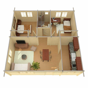 TIPO 7.4x7.4m Log Cabin - Lodge Log Cabin - Northern Log Cabins