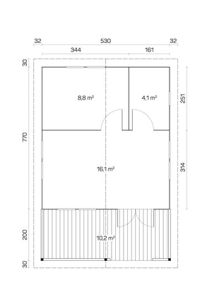 TORMES 5.3x7.9m Log Cabin - - Northern Log Cabins