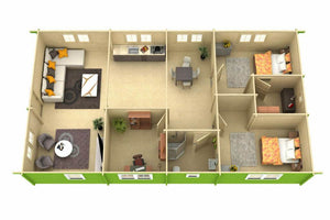 TRENTO 7.8x13.8m Log Cabin - Lodge Log Cabin - Northern Log Cabins