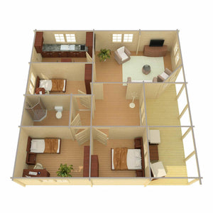 VIGO 9.9x9.7m Log Cabin - Lodge Log Cabin - Northern Log Cabins