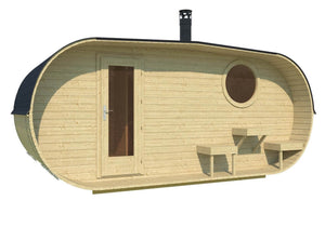 LOHJA Oval Sauna 5.0x2.4m - - Northern Log Cabins