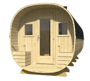 RUKA Barrel Sauna 2.4x5.7m - - Northern Log Cabins