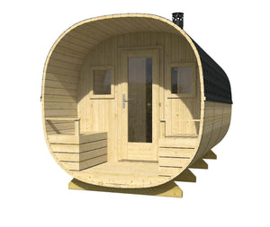 TURKU Barrel Sauna 2.4x4.5m - - Northern Log Cabins